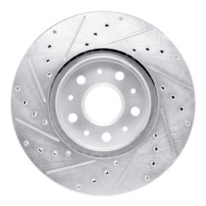 Cadillac CT6 Brake Rotor (1) - Front Right - R1 Concepts - Drilled & Slotted - Silver - `14-`20